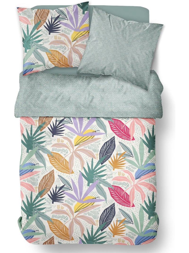 Parure de lit imprimé floral coton SUNSHINE FLORE Vert - Kiabi