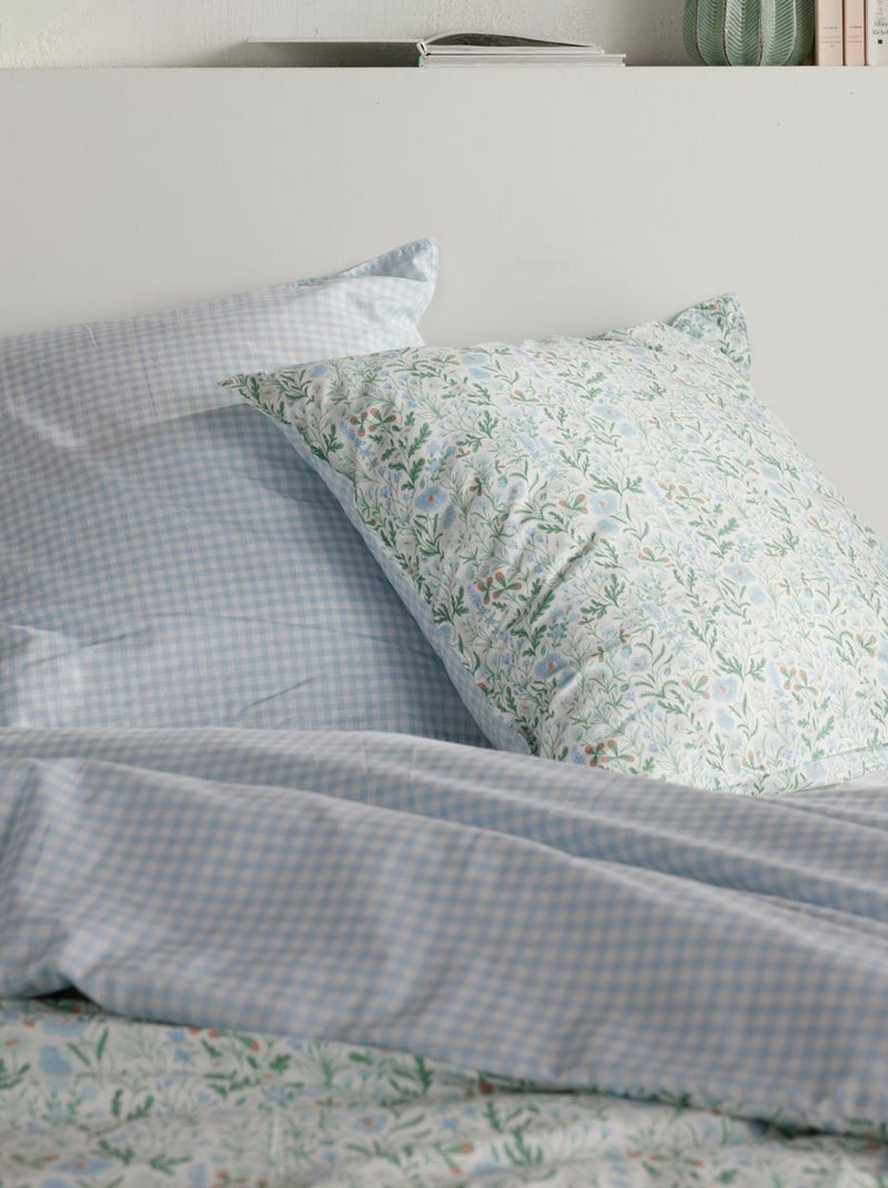 Parure de lit imprimé Floral coton SUNSHINE GASTIEN Bleu - Kiabi