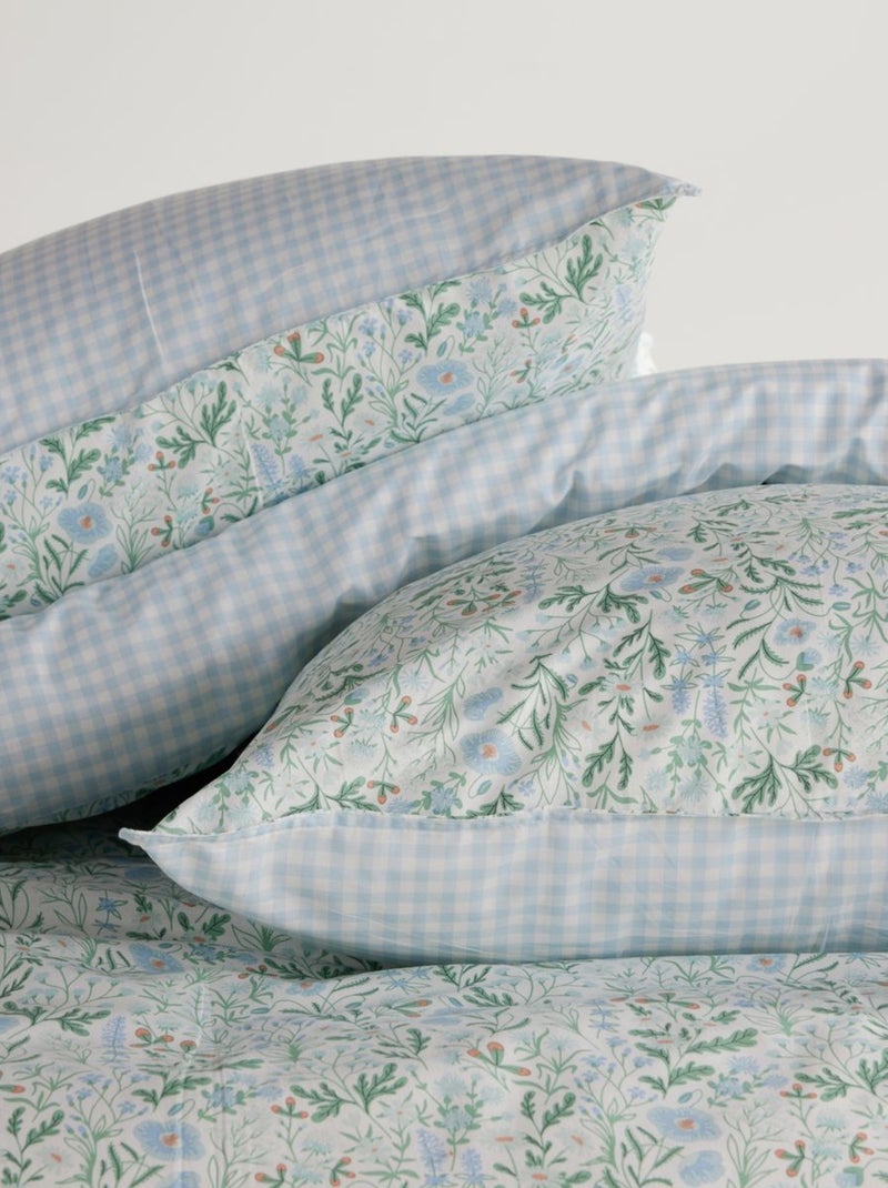 Parure de lit imprimé Floral coton SUNSHINE GASTIEN Bleu - Kiabi