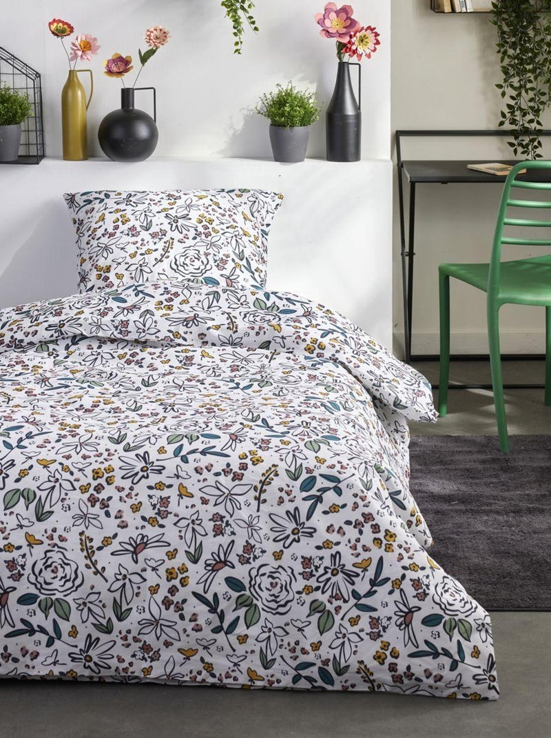 Parure de lit imprimé Floral coton SUNSHINE JULIA Blanc - Kiabi
