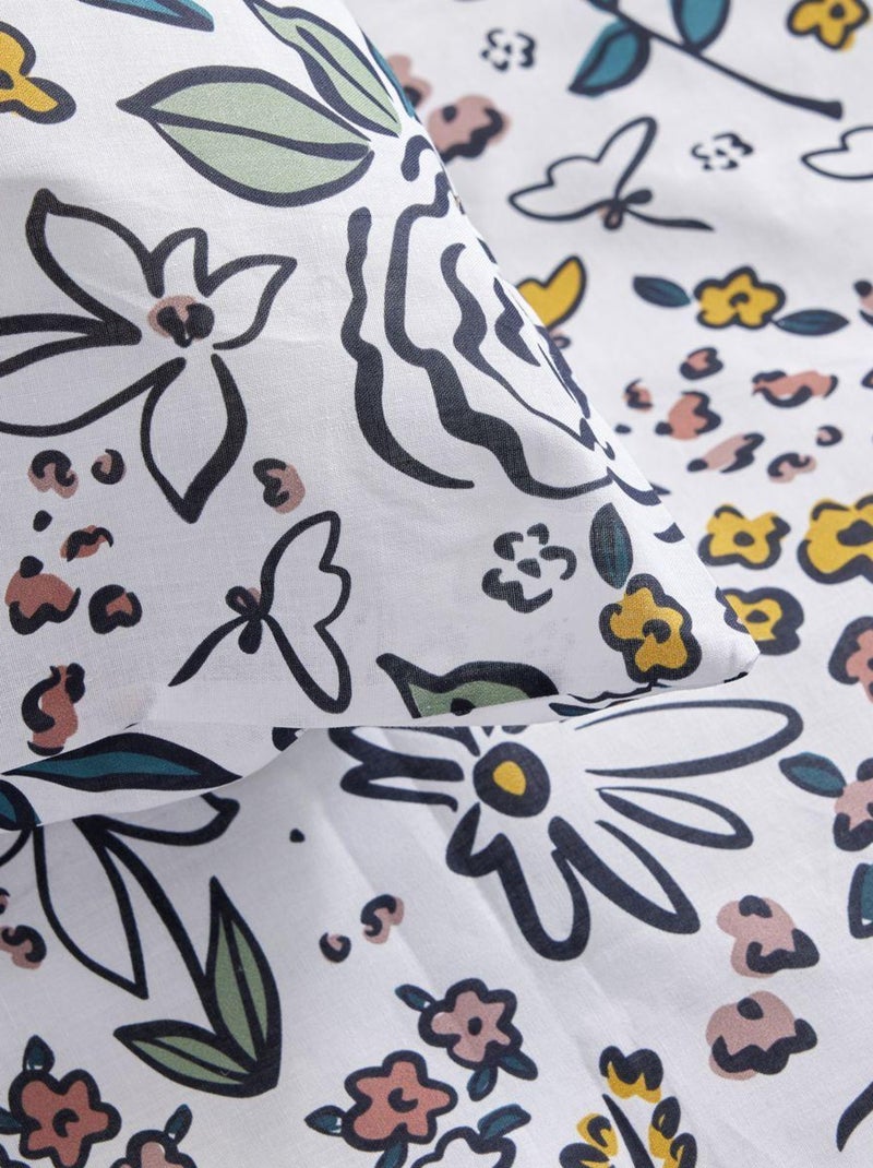 Parure de lit imprimé Floral coton SUNSHINE JULIA Blanc - Kiabi