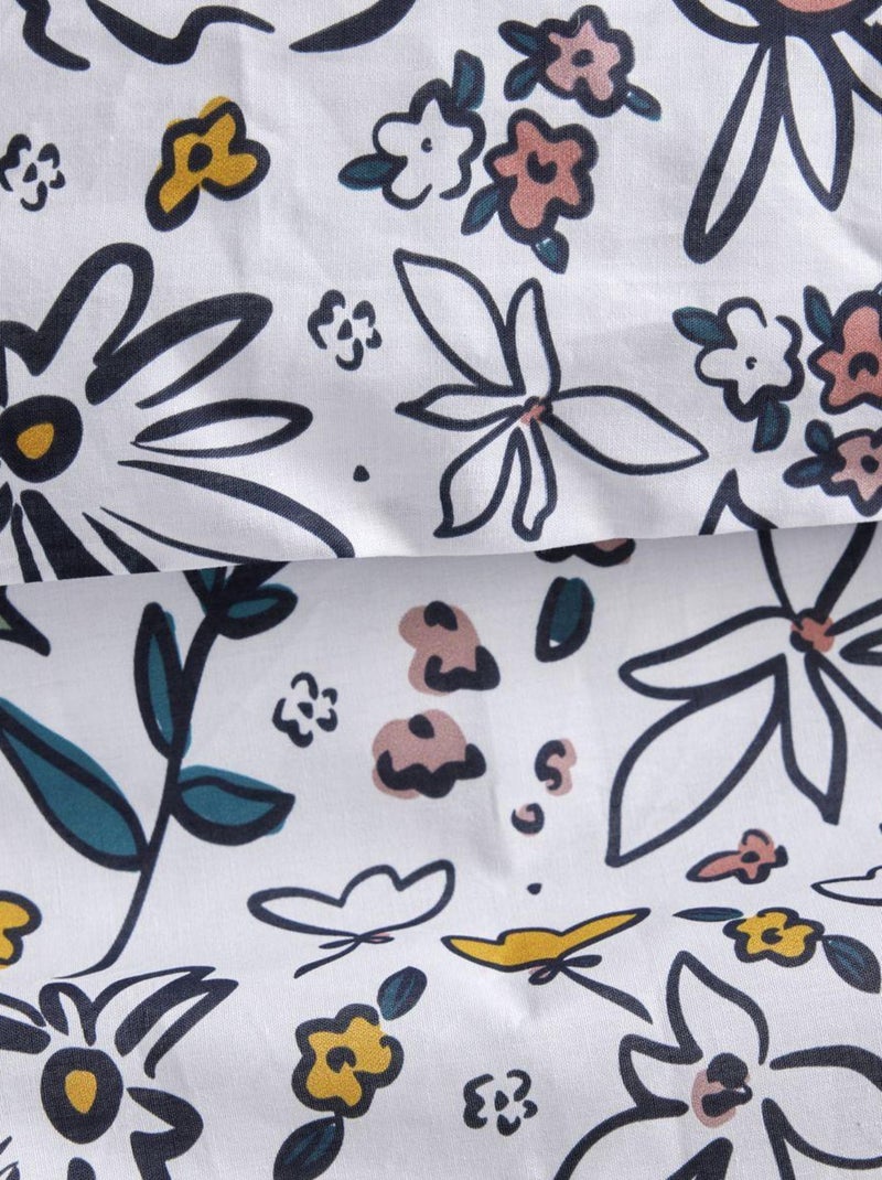Parure de lit imprimé Floral coton SUNSHINE JULIA Blanc - Kiabi