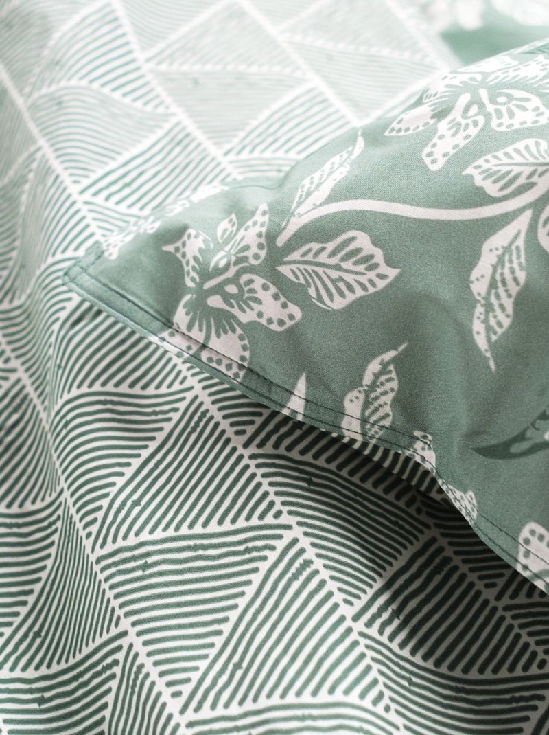 Parure de lit imprimé Floral coton SUNSHINE LOU Vert - Kiabi