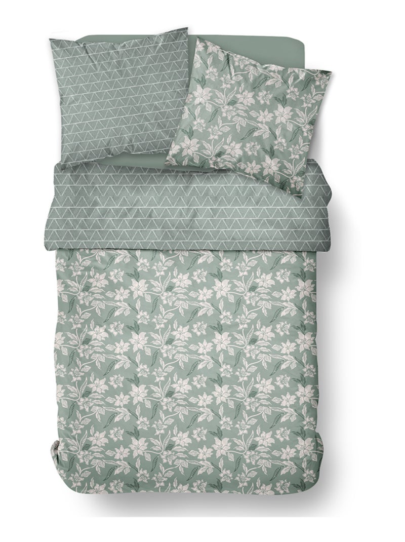 Parure de lit imprimé Floral coton SUNSHINE LOU Vert - Kiabi