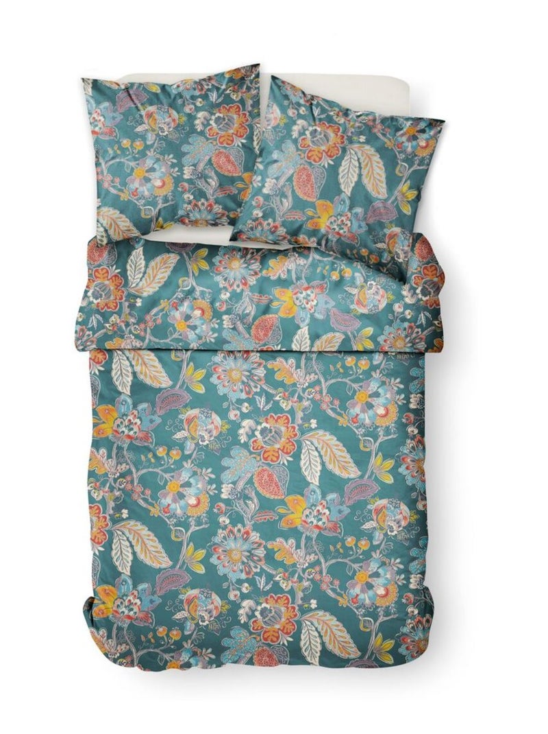 Parure de lit imprimé Floral coton SUNSHINE LOUISON Bleu - Kiabi