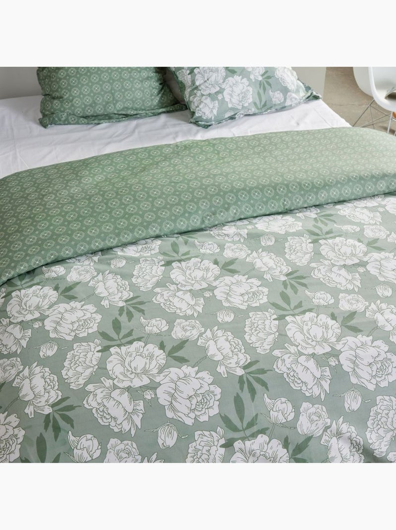 Parure de lit imprimé Floral coton SUNSHINE MACHA Vert - Kiabi