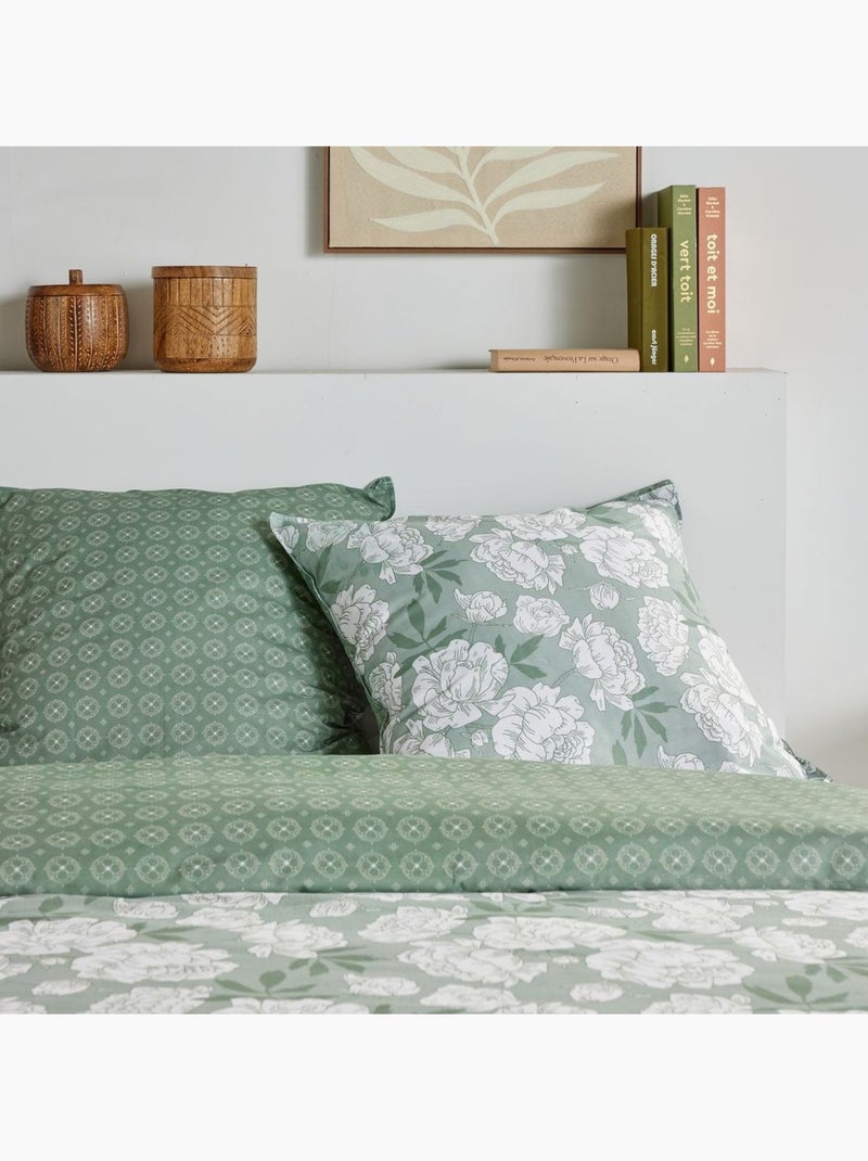 Parure de lit imprimé Floral coton SUNSHINE MACHA Vert - Kiabi