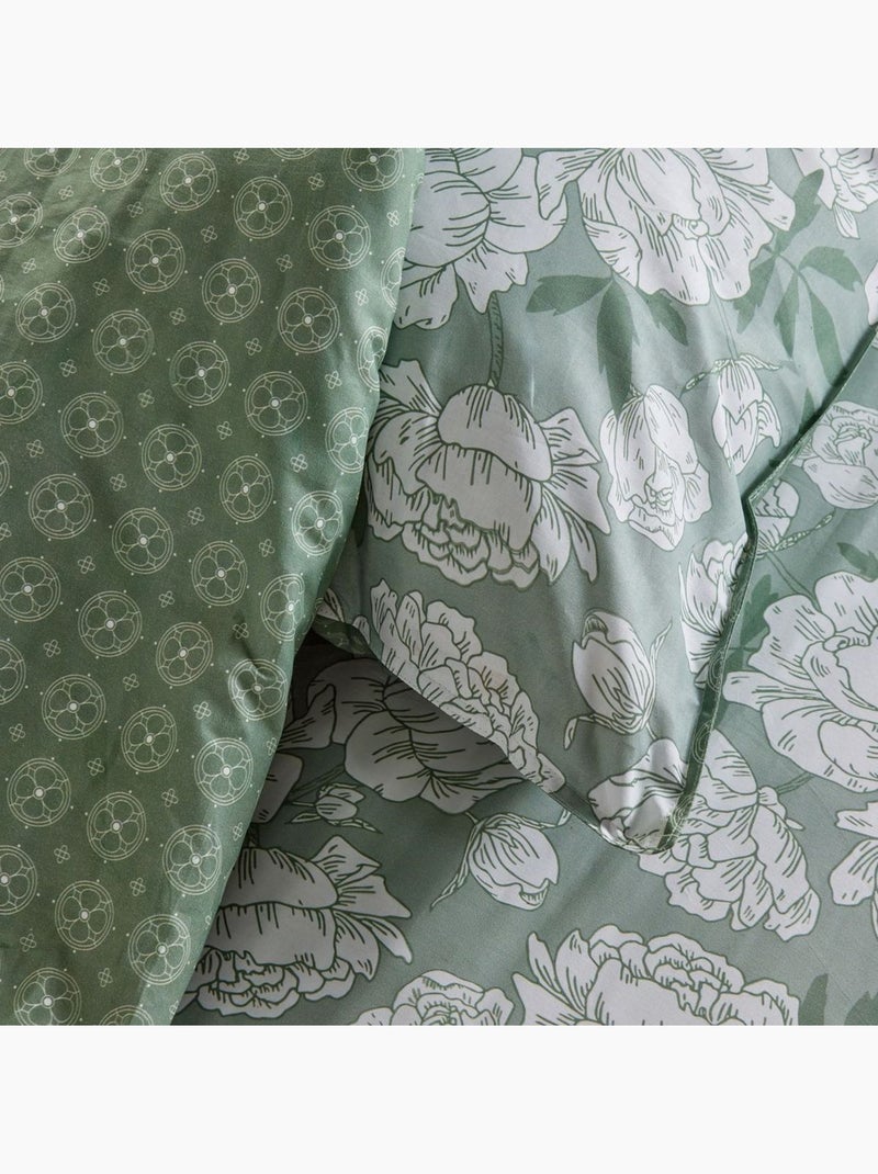 Parure de lit imprimé Floral coton SUNSHINE MACHA Vert - Kiabi