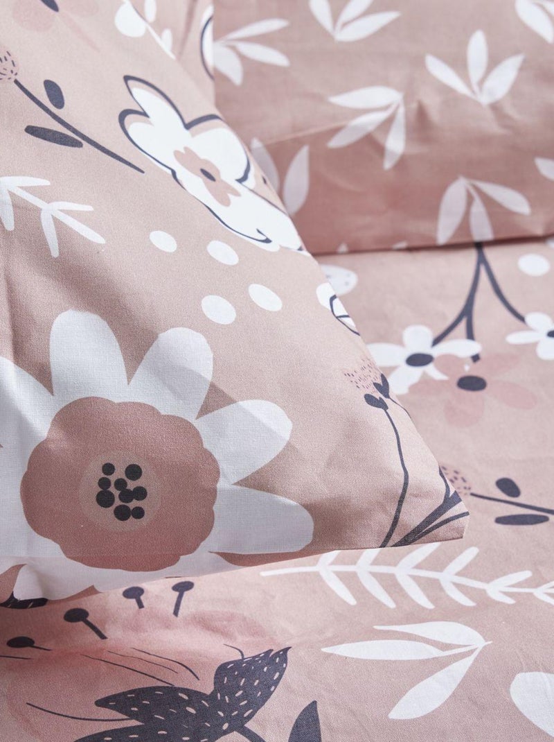 Parure de lit imprimé Floral coton SUNSHINE MANON Rose - Kiabi