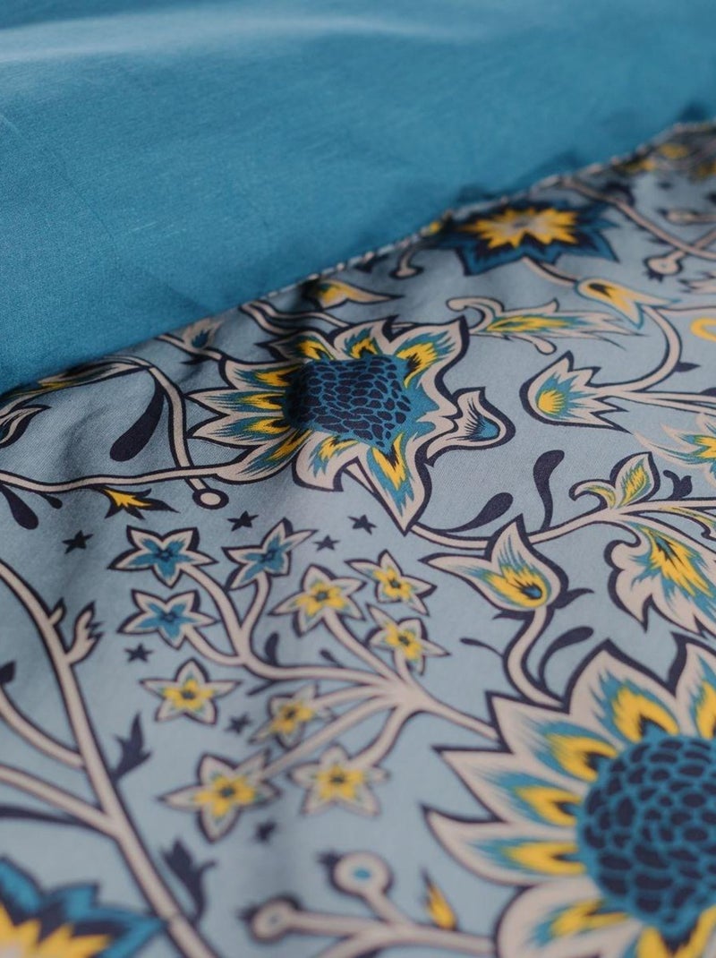 Parure de lit imprimé floral coton SUNSHINE ROMY Bleu - Kiabi