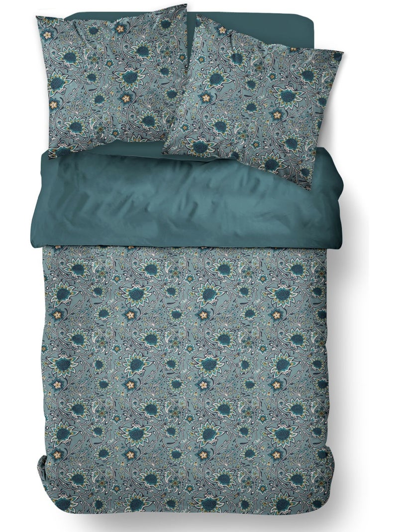 Parure de lit imprimé floral coton SUNSHINE ROMY Bleu - Kiabi
