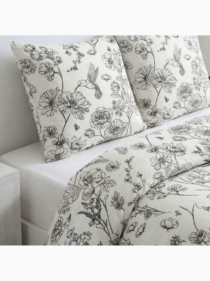 Parure de lit imprimé Floral SUNSHINE JOSEPHINE Blanc - Kiabi