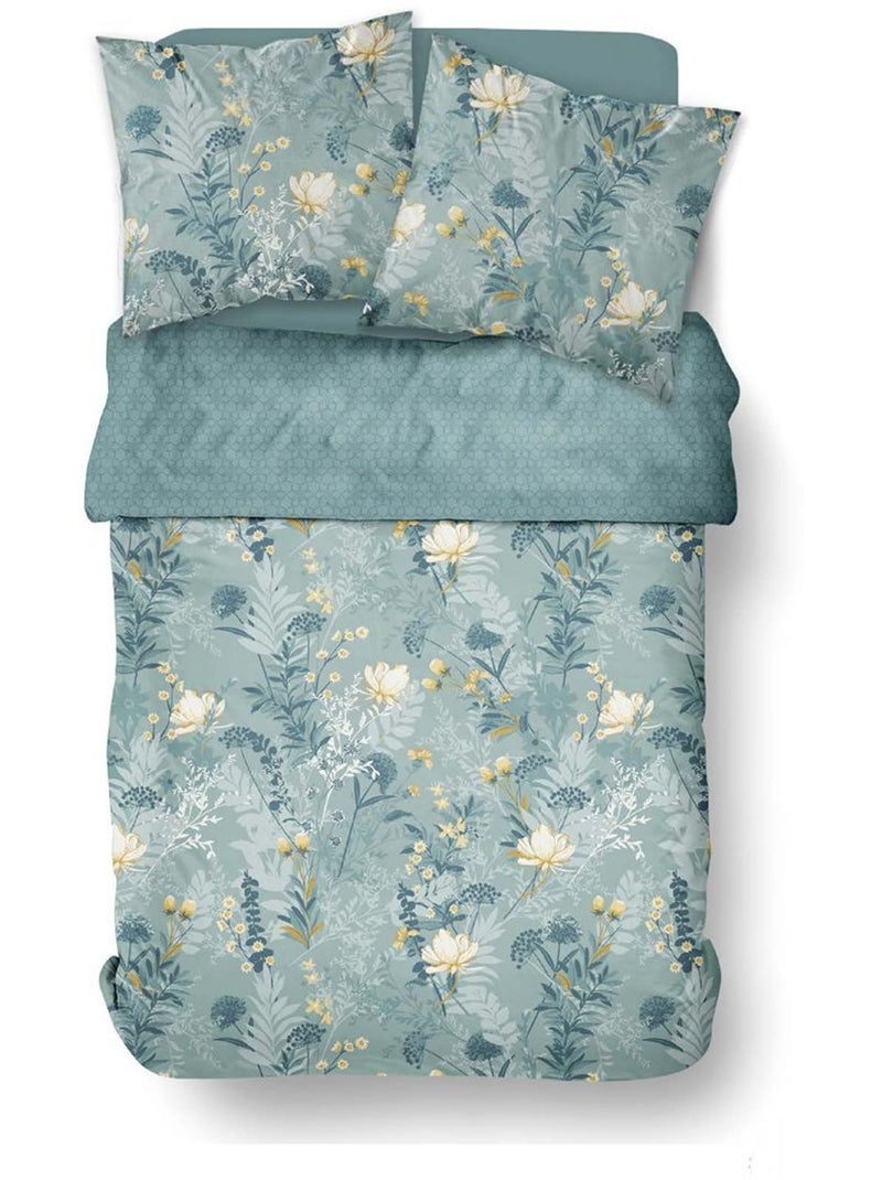 Parure de lit imprimé Floral SUNSHINE JULIE Bleu - Kiabi