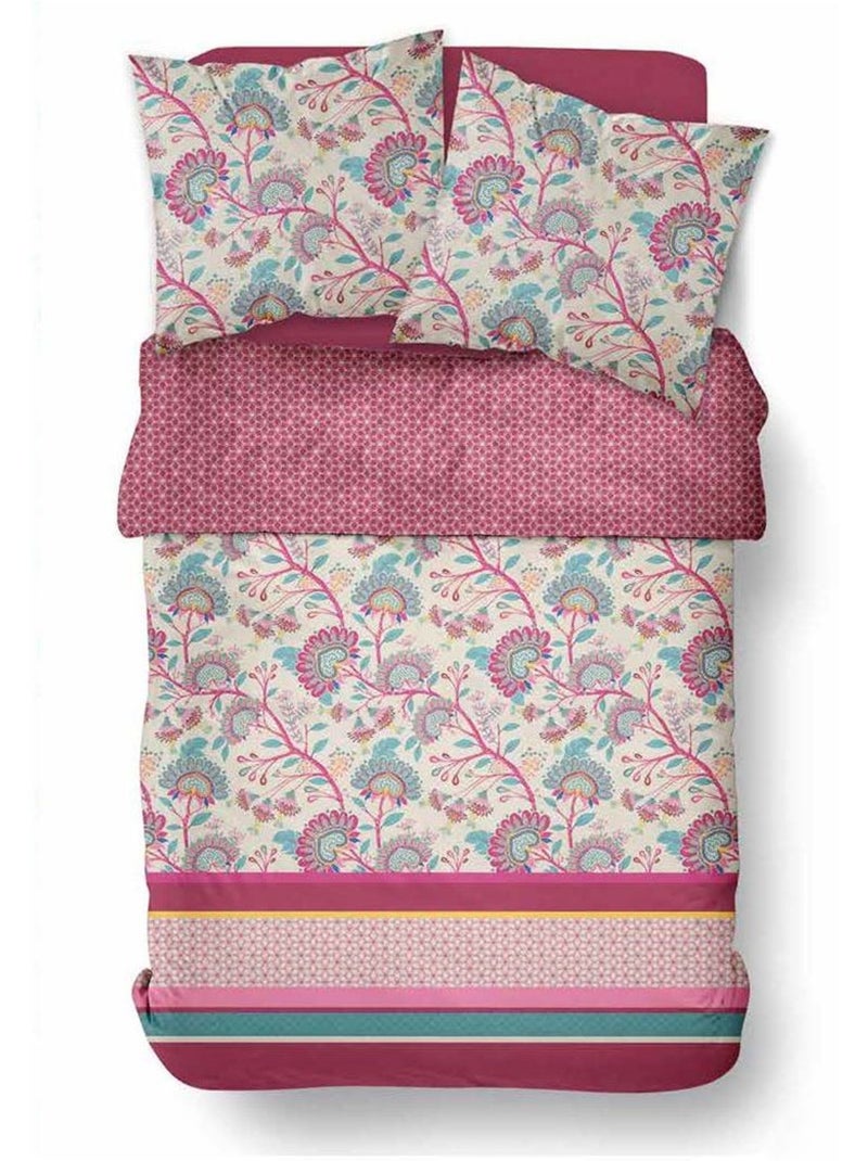 Parure de lit imprimé Floral SUNSHINE LUCILE Rouge - Kiabi