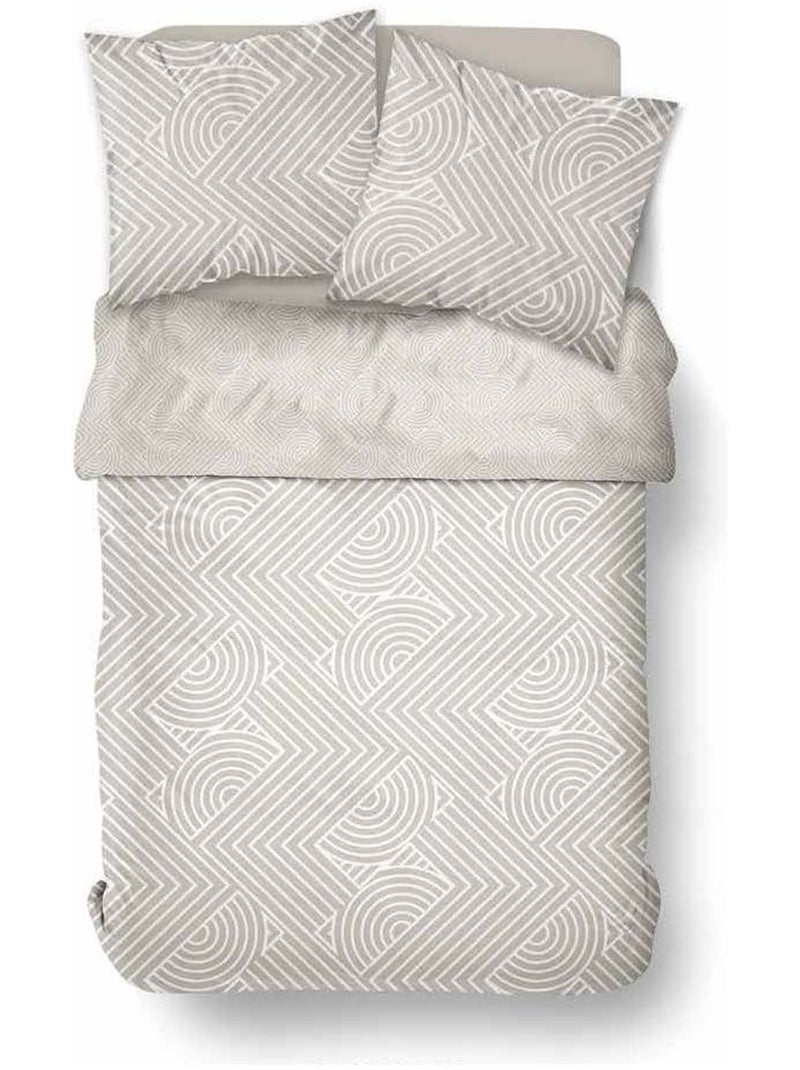 Parure de lit imprimé géométrique coton SUNSHINE BERTILLE Beige - Kiabi