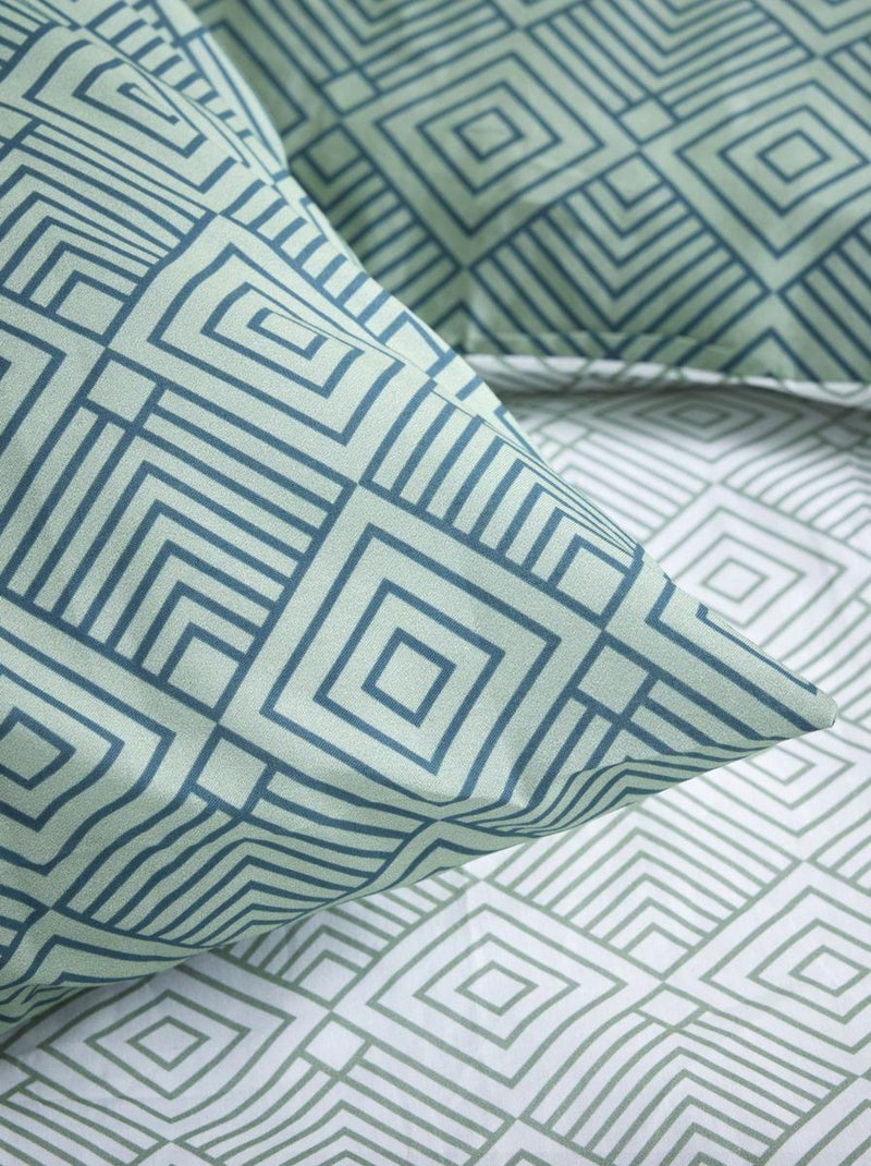 Parure de lit imprimé Géométrique Coton SUNSHINE RAY Vert - Kiabi
