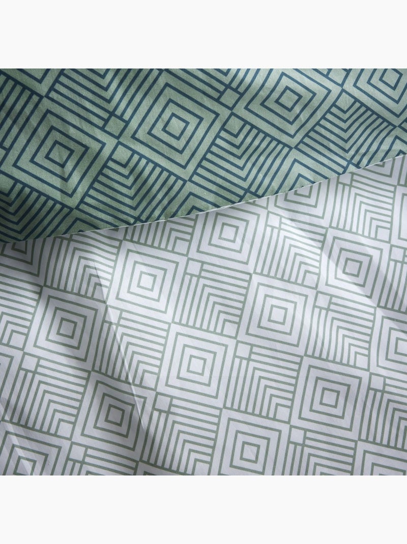 Parure de lit imprimé Géométrique Coton SUNSHINE RAY Vert - Kiabi