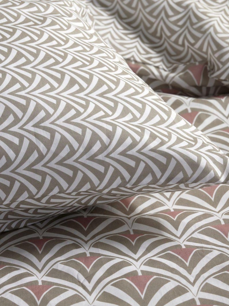 Parure de lit imprimé Géométrique Coton SUNSHINE VICTORINE Beige - Kiabi