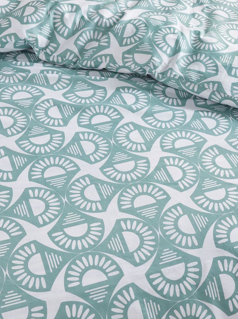 Parure de lit imprimé graphique - 2 personnes Vert - Kiabi