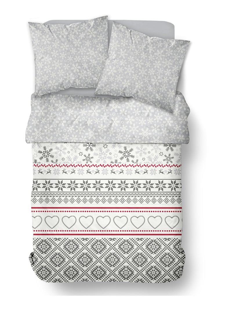 Parure de lit imprimé Graphique coton FLANELLE Blanc - Kiabi