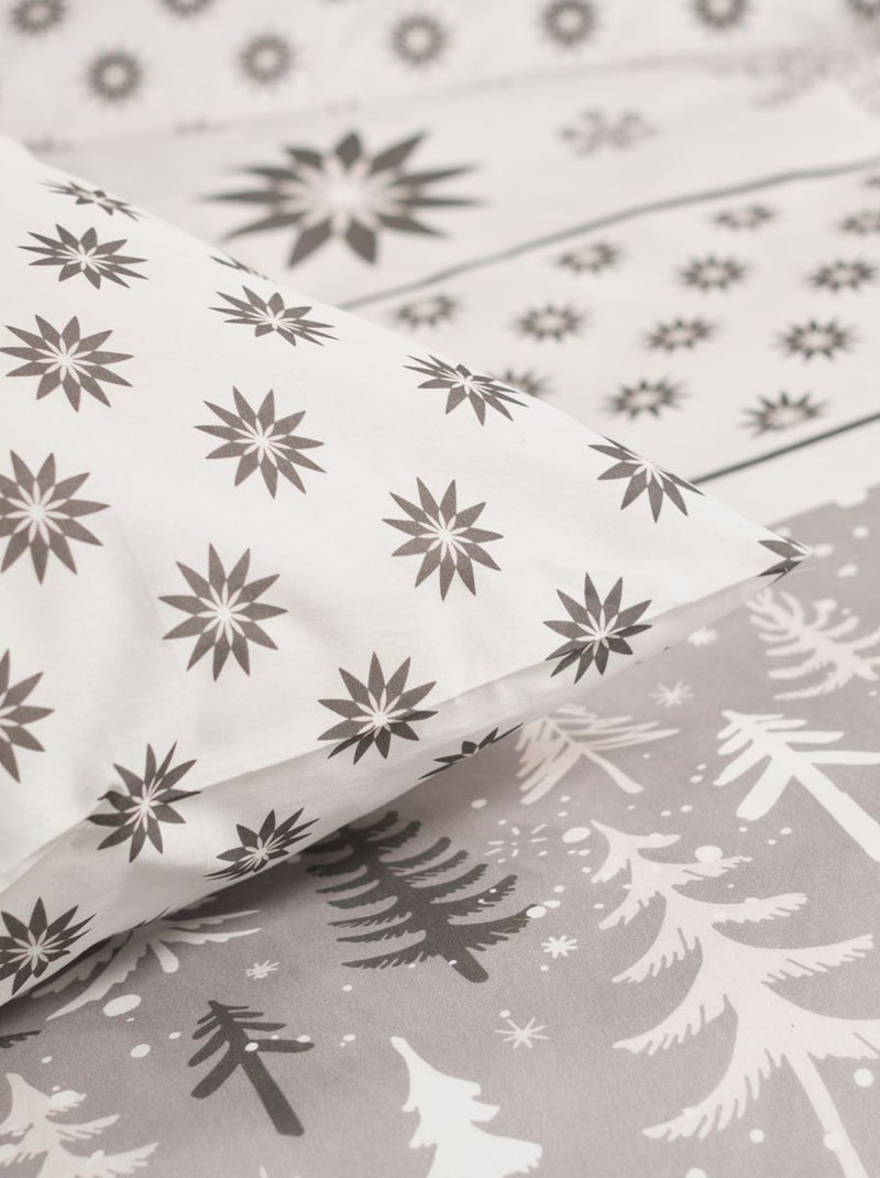 Parure de lit imprimé Graphique coton FLANELLE Gris - Kiabi