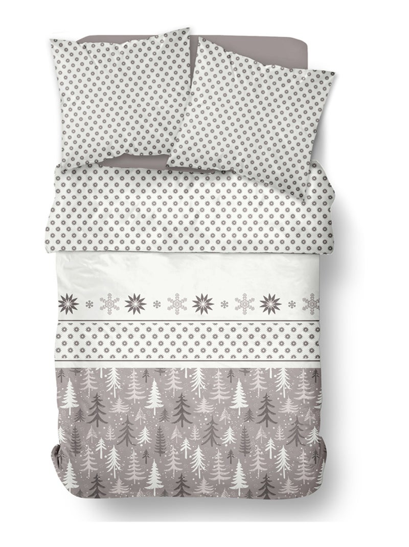 Parure de lit imprimé Graphique coton FLANELLE Gris - Kiabi