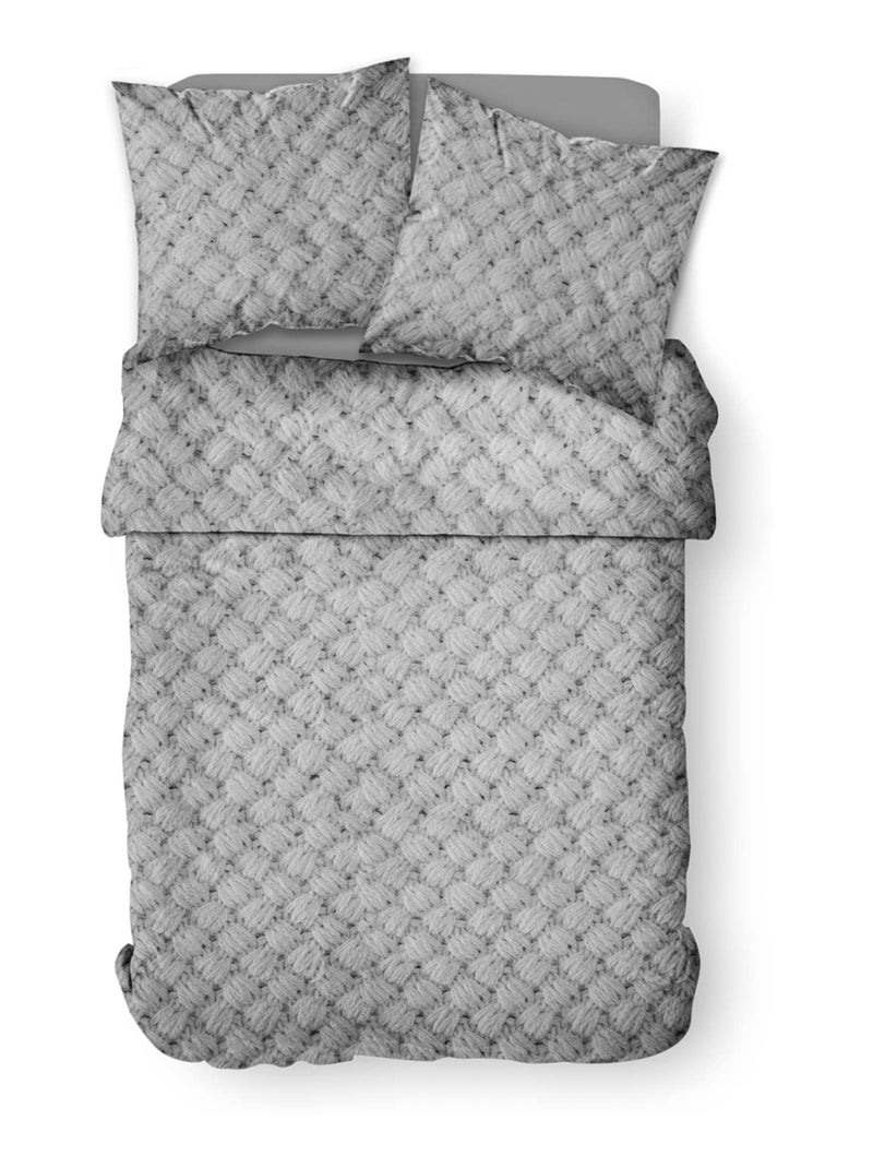Parure de lit imprimé Graphique coton FLANELLE Gris - Kiabi