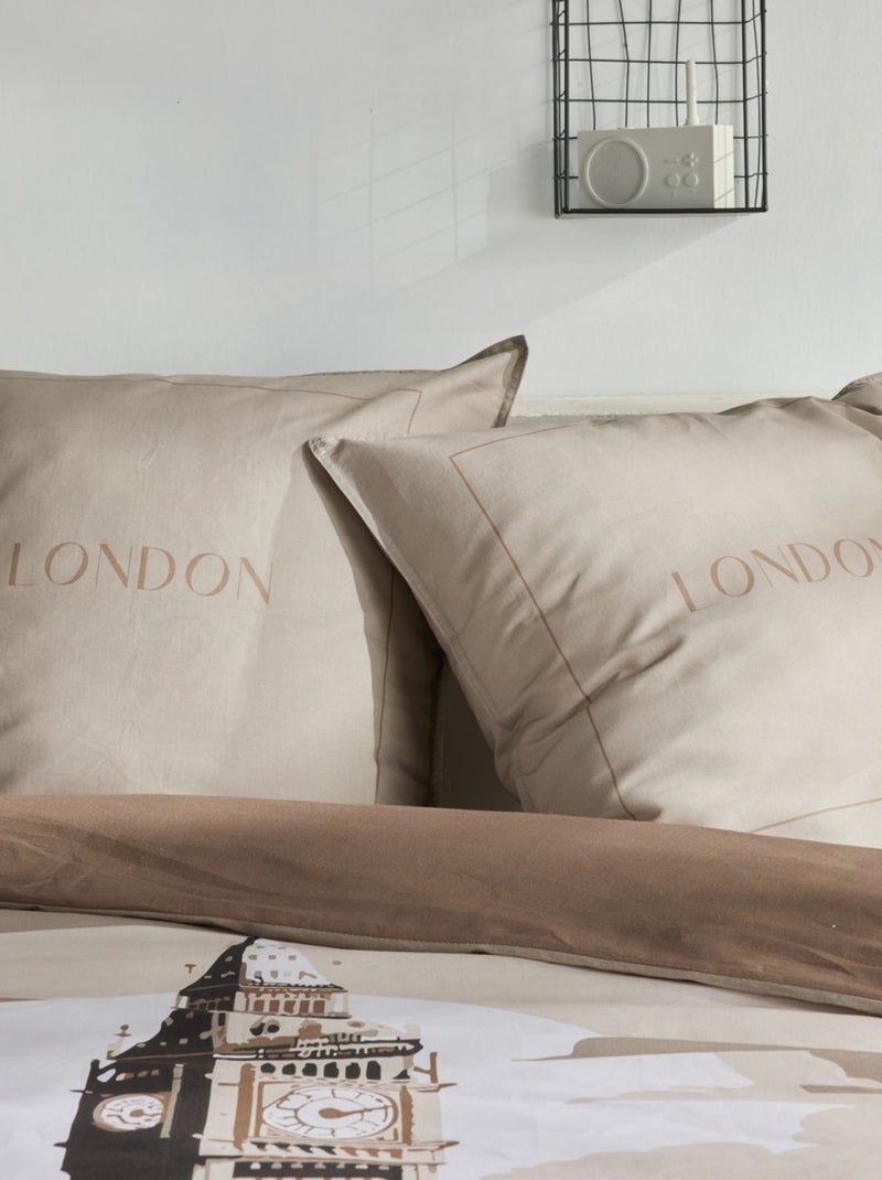Parure de lit imprimé graphique coton JAVA BIG BEN Beige - Kiabi