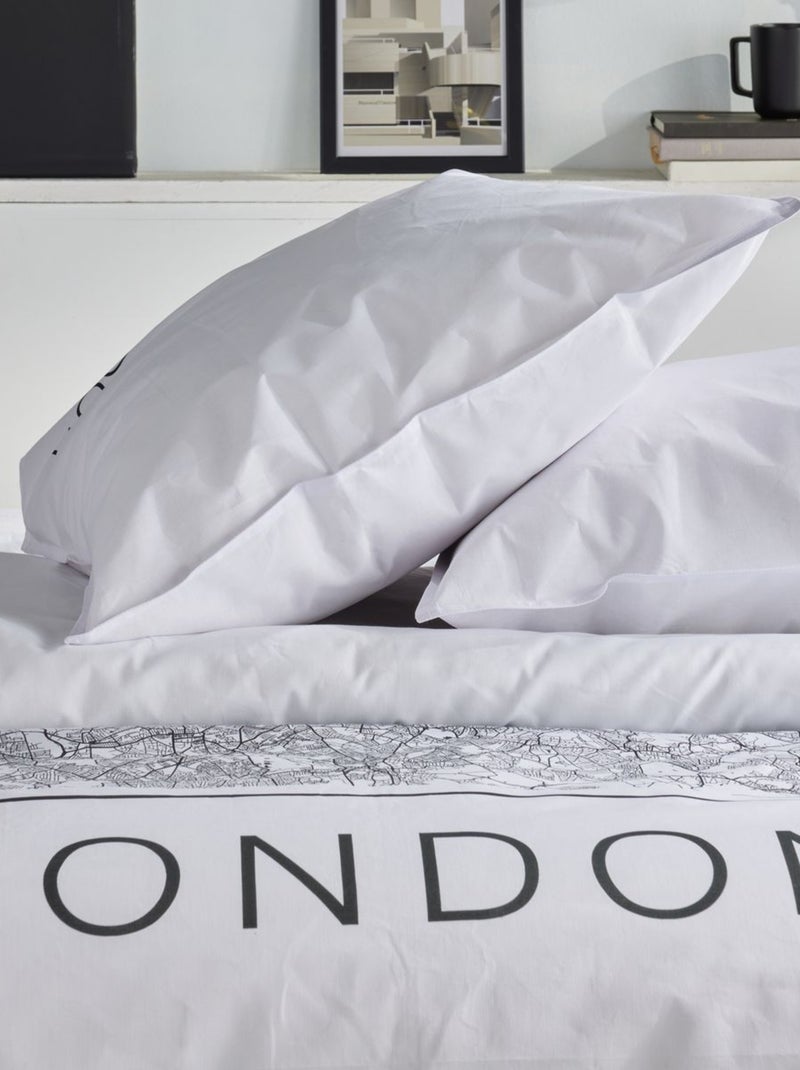 Parure de lit imprimé graphique coton JAVA LONDON Blanc - Kiabi