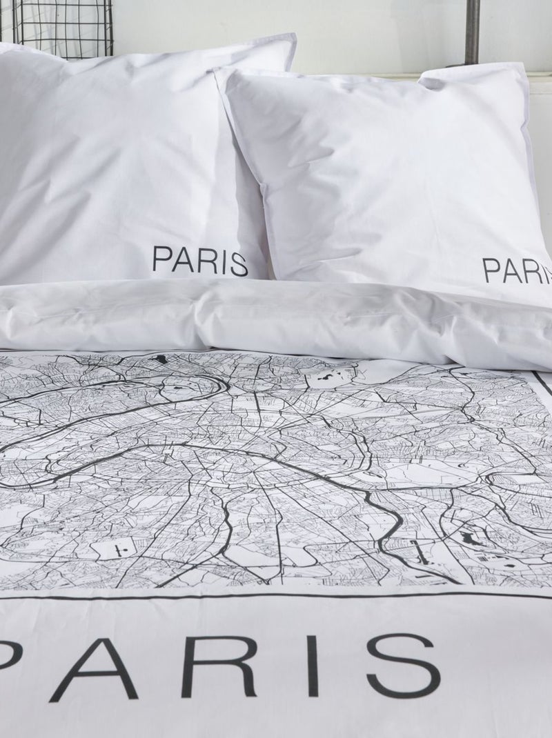 Parure de lit imprimé graphique coton JAVA PARIS Blanc - Kiabi