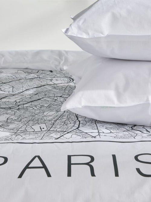 Parure de lit imprimé graphique coton JAVA PARIS - Kiabi