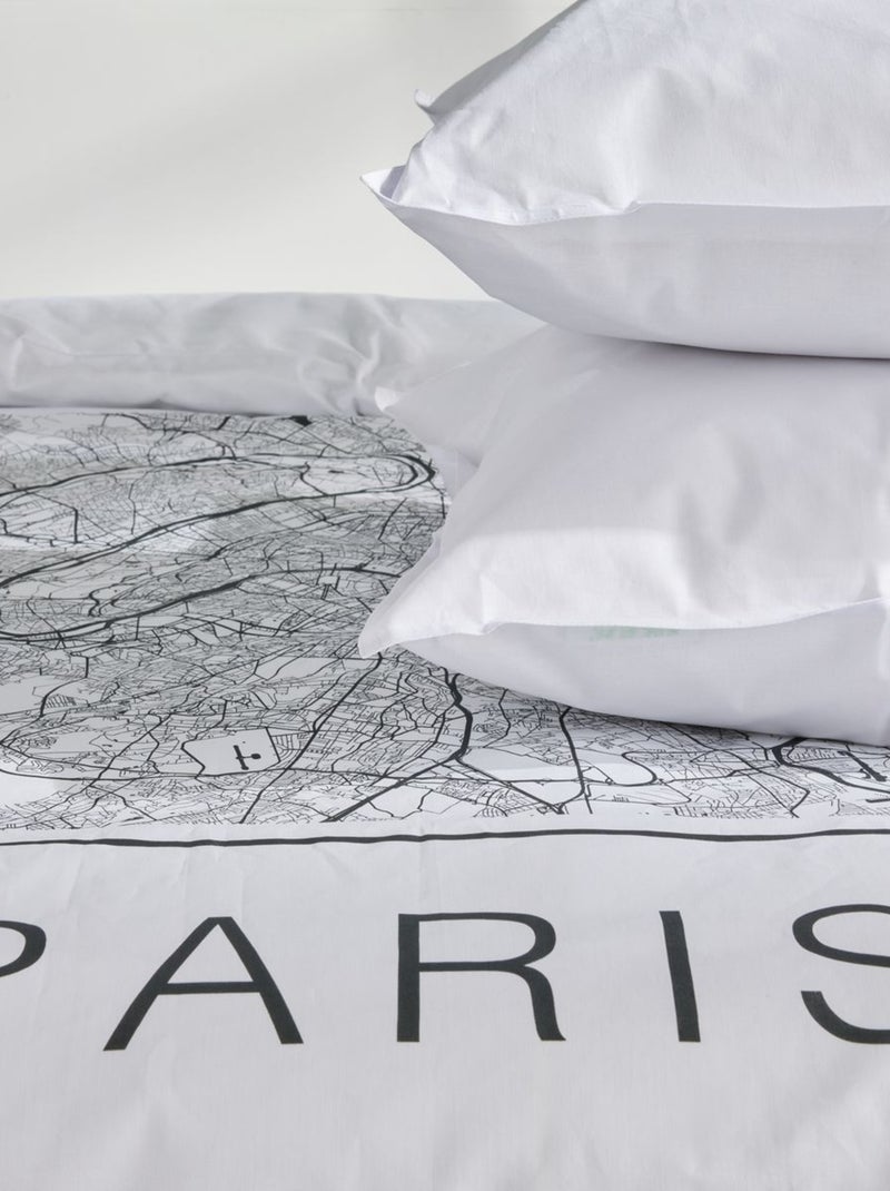 Parure de lit imprimé graphique coton JAVA PARIS Blanc - Kiabi