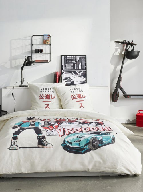 Parure de lit imprimé graphique coton JAVA RACING - Kiabi