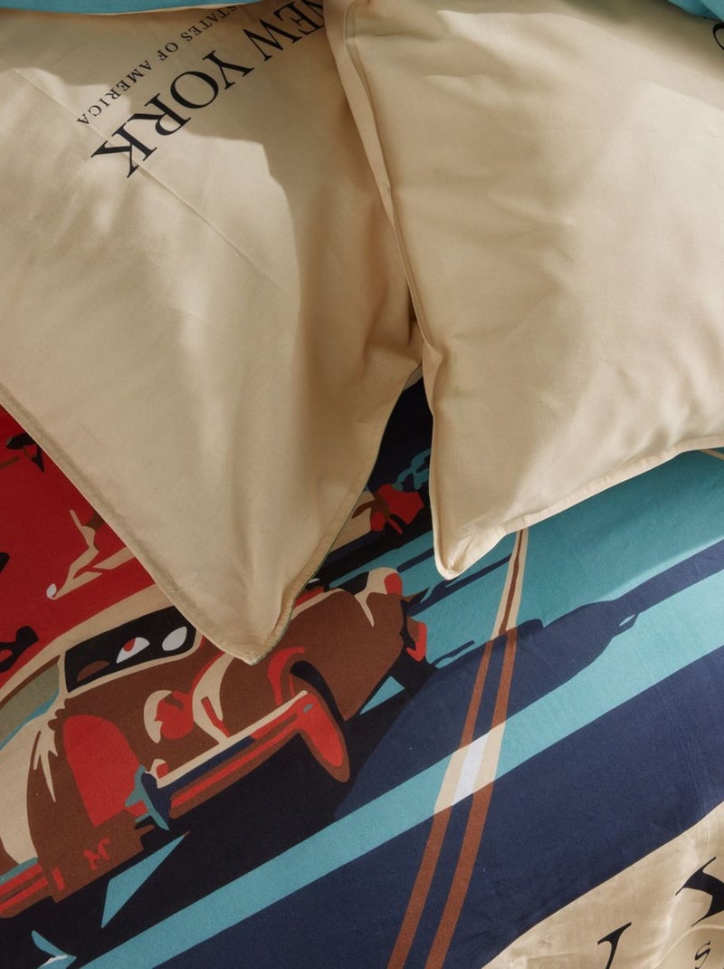 Parure de lit imprimé graphique coton JAVA USA Beige - Kiabi