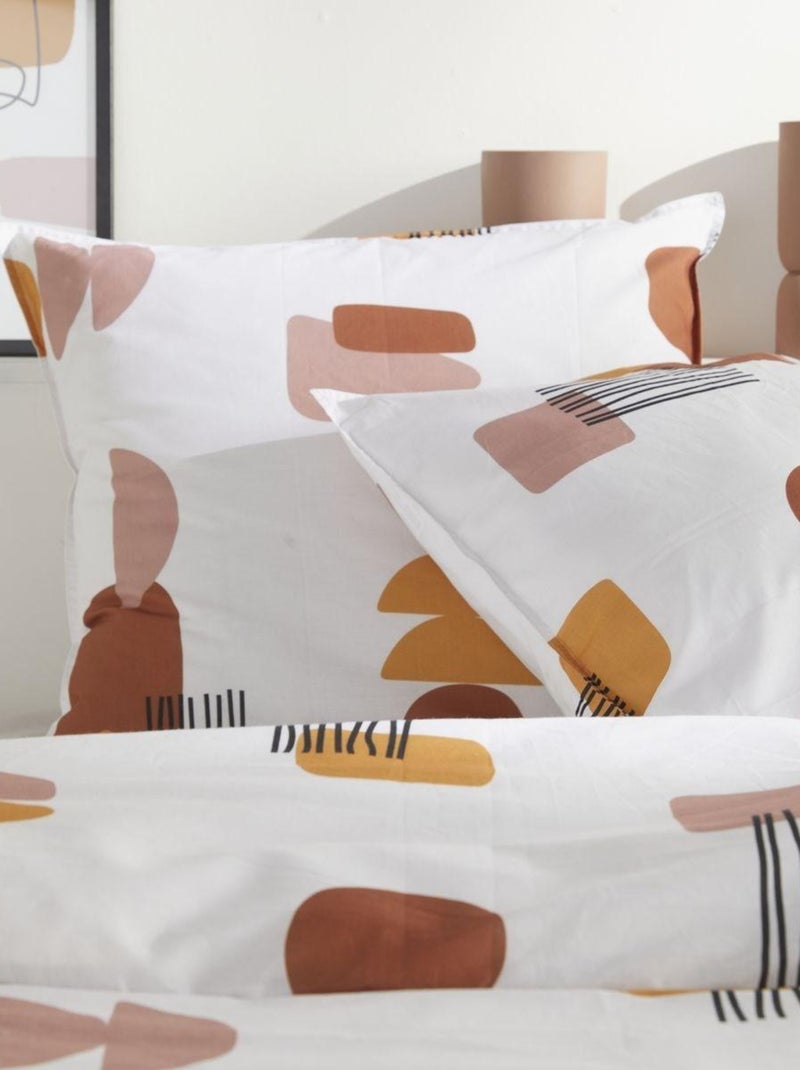 Parure de lit imprimé graphique coton RETRO MOOD Blanc - Kiabi