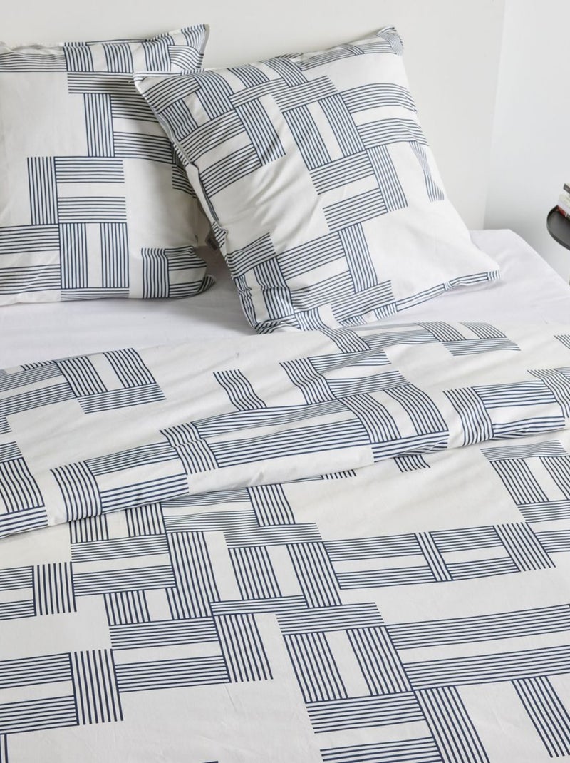 Parure de lit imprimé Graphique coton SUNSHINE CALEB Blanc - Kiabi