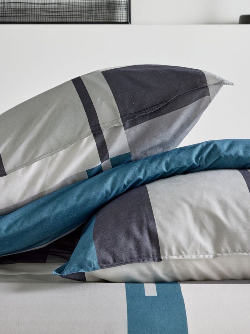 Parure de lit imprimé Graphique coton SUNSHINE CARL Bleu - Kiabi