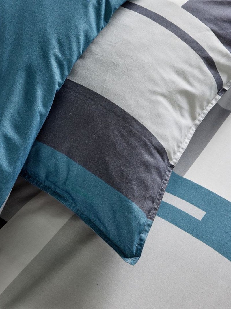 Parure de lit imprimé Graphique coton SUNSHINE CARL Bleu - Kiabi