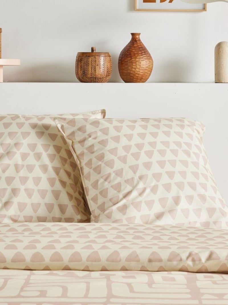Parure de lit imprimé Graphique coton SUNSHINE DELIA Beige - Kiabi