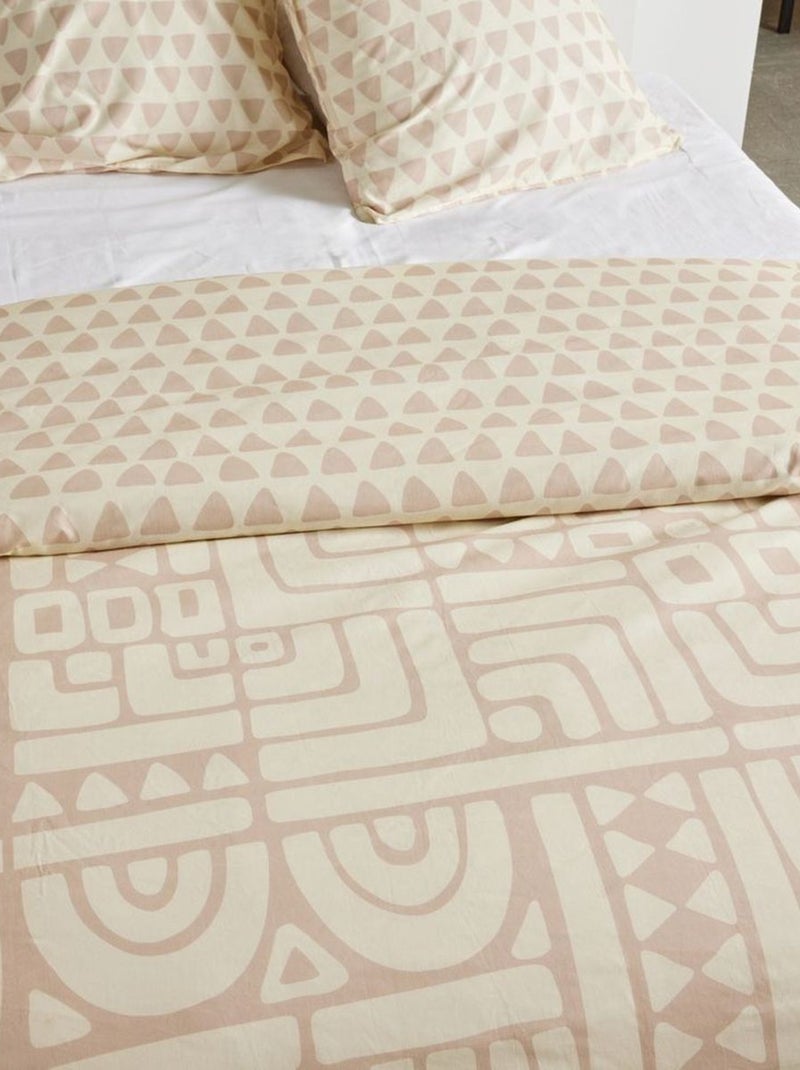 Parure de lit imprimé Graphique coton SUNSHINE DELIA Beige - Kiabi