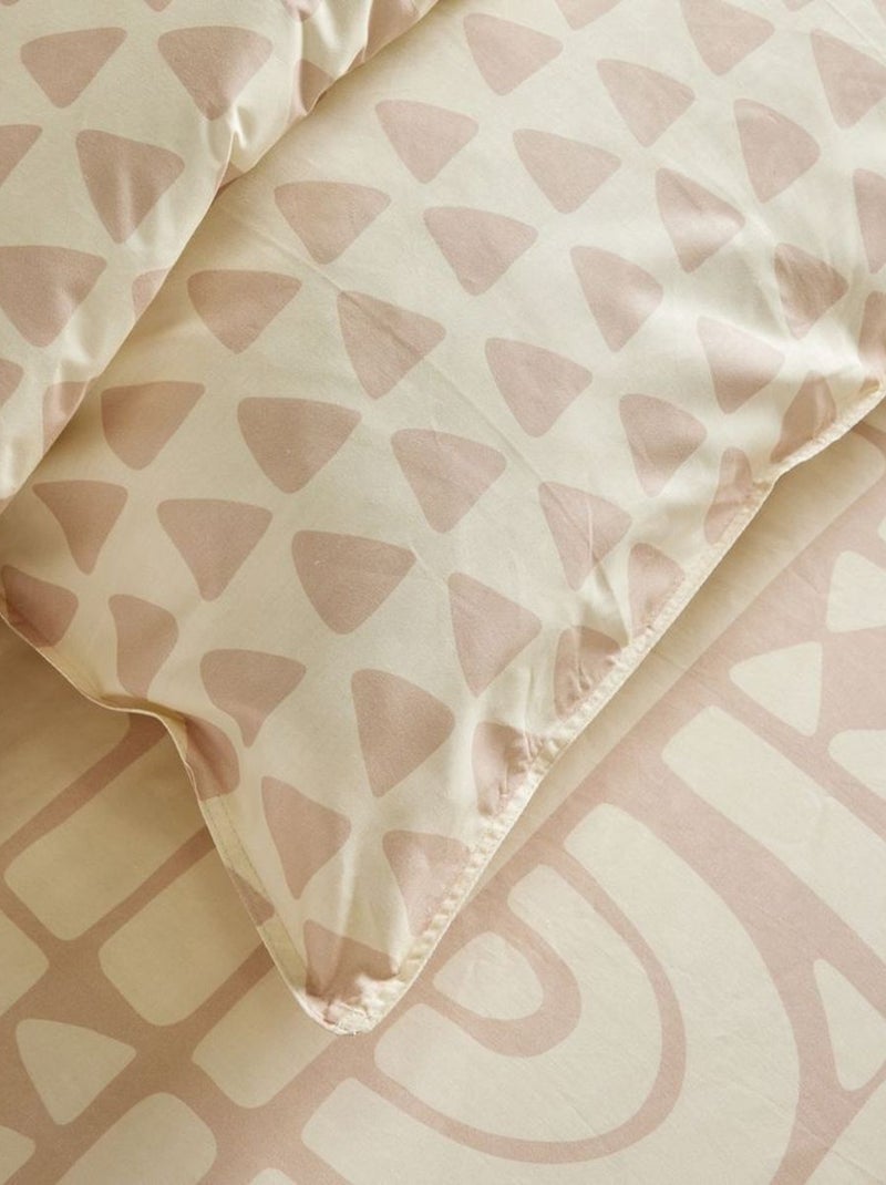 Parure de lit imprimé Graphique coton SUNSHINE DELIA Beige - Kiabi