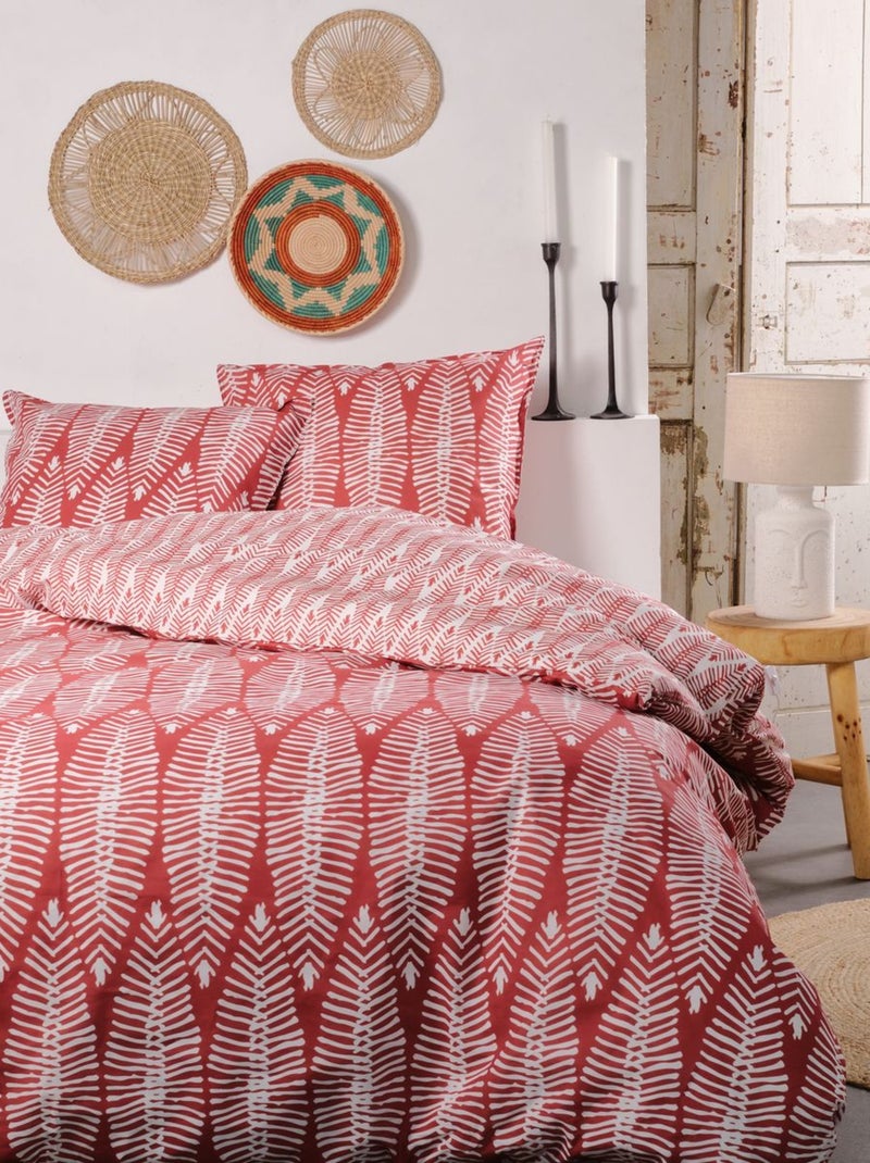 Parure de lit imprimé Graphique coton SUNSHINE ENORA Rouge - Kiabi