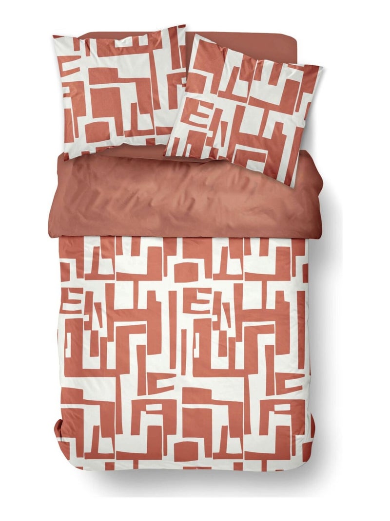Parure de lit imprimé Graphique Coton SUNSHINE GRACE Rouge - Kiabi