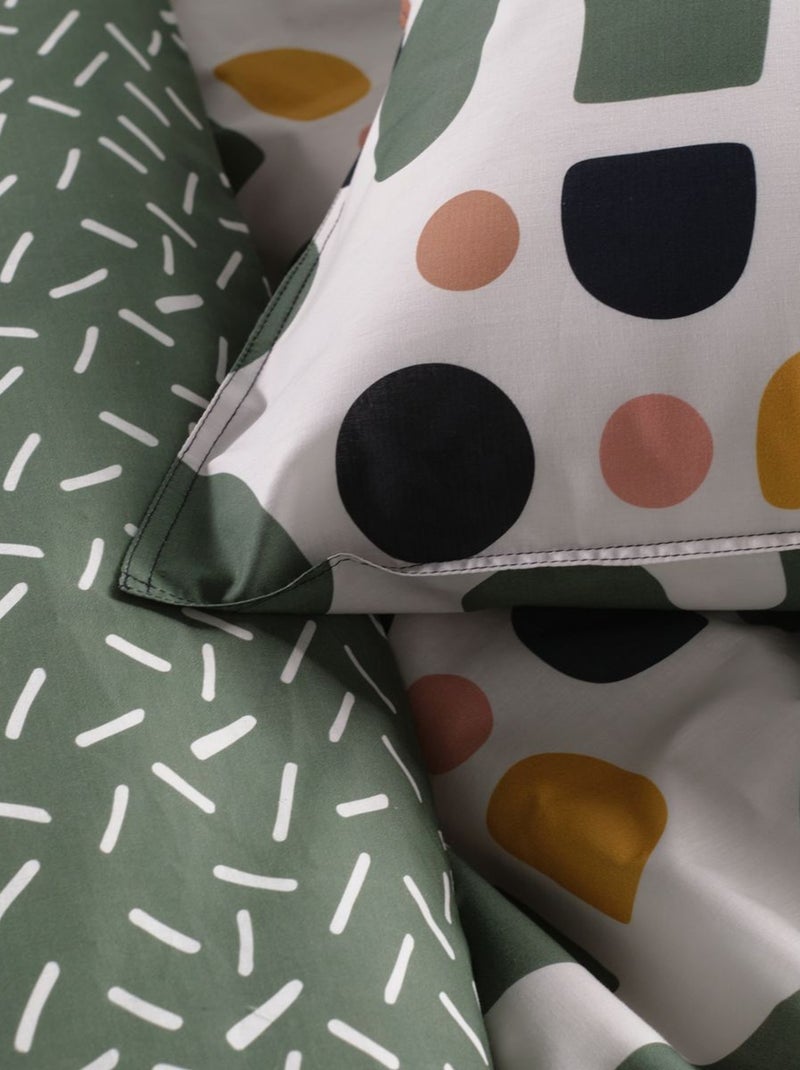 Parure de lit imprimé Graphique coton SUNSHINE KALI Vert - Kiabi