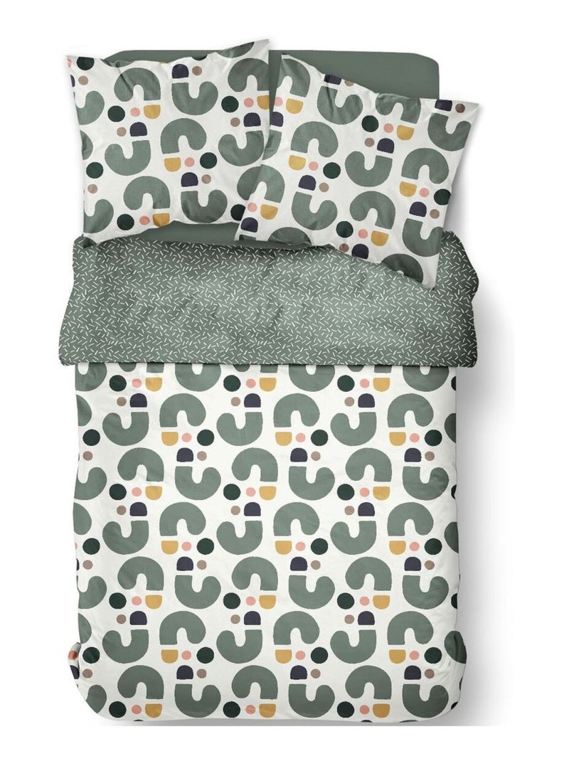 Parure de lit imprimé Graphique coton SUNSHINE KALI Vert - Kiabi