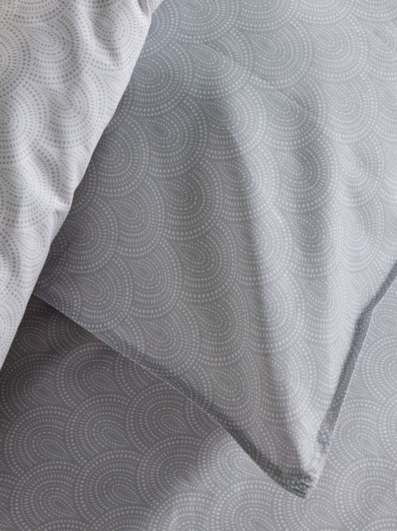 Parure de lit imprimé Graphique coton SUNSHINE LAUREL Gris - Kiabi