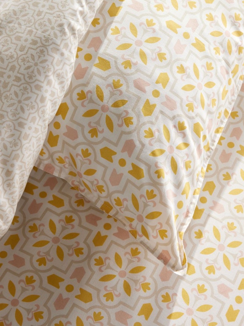 Parure de lit imprimé Graphique coton SUNSHINE LOUISA Jaune - Kiabi