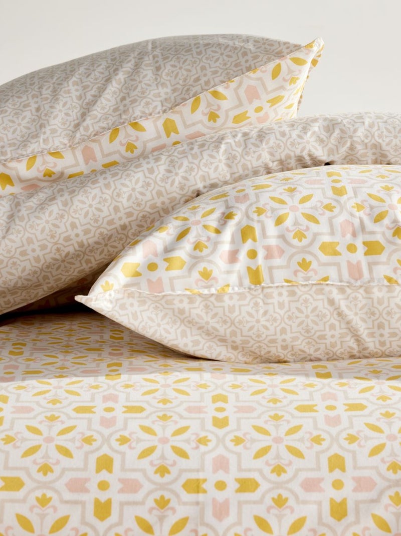 Parure de lit imprimé Graphique coton SUNSHINE LOUISA Jaune - Kiabi