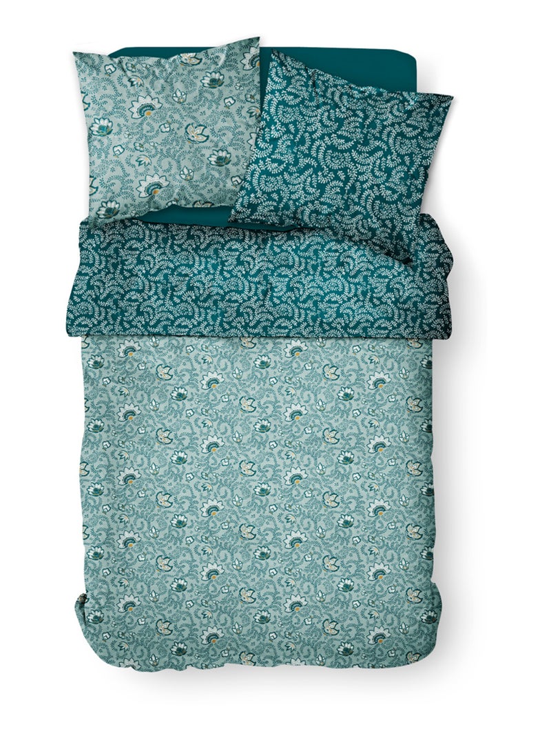 Parure de lit imprimé Graphique coton SUNSHINE NOE Vert - Kiabi
