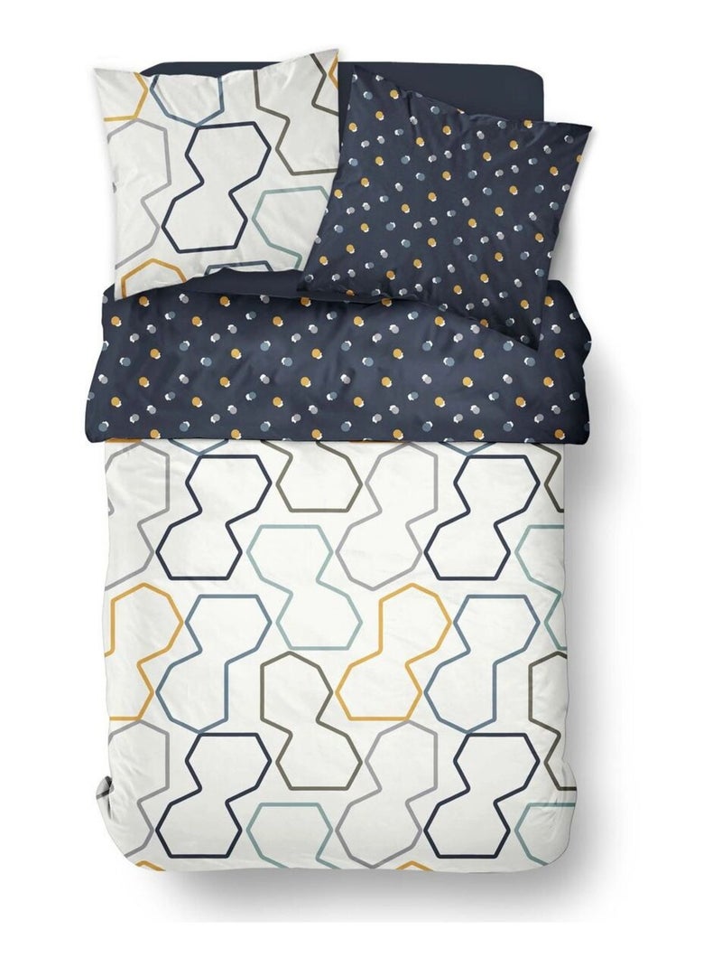 Parure de lit imprimé Graphique coton SUNSHINE PAO Blanc - Kiabi